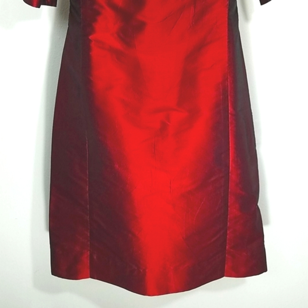 Dress coat geometric print red Burgandy satin - Picture 7 of 8